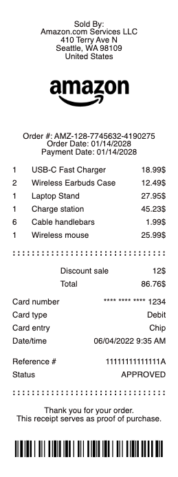 Amazon Receipt