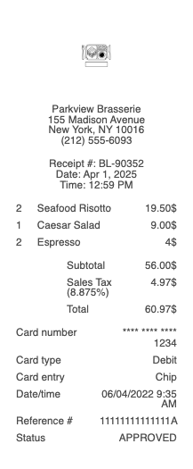 Business Lunch Receipt