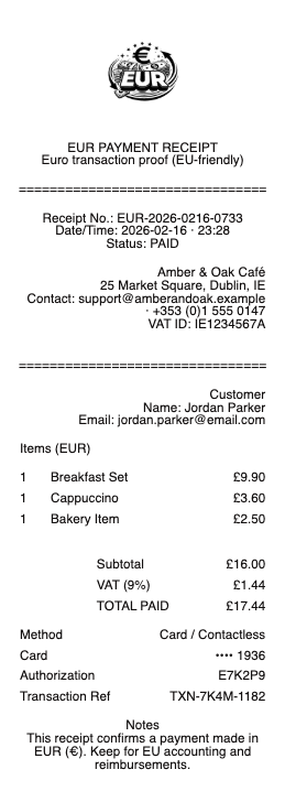 EUR Receipt