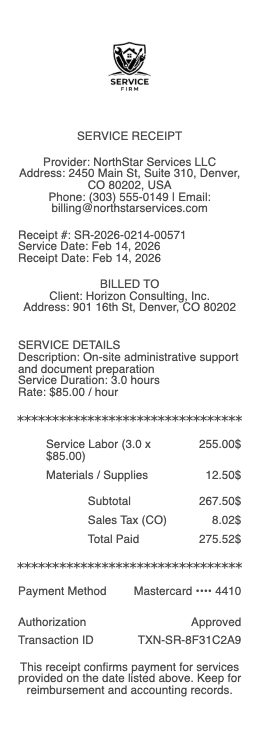 Service Receipt