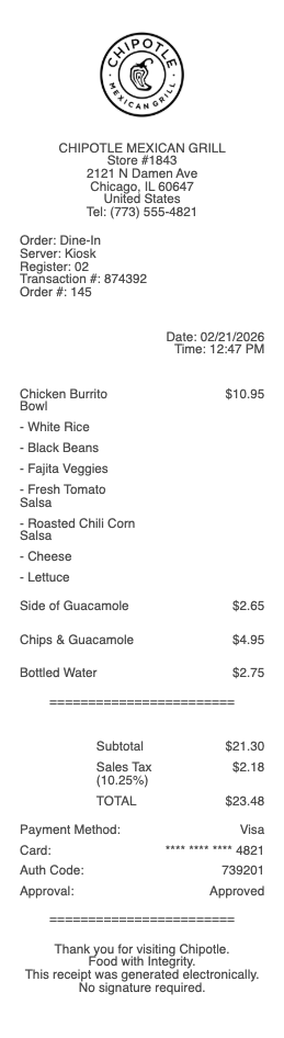 Taco Bell Receipt
