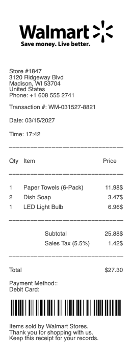 TJ Maxx Receipt