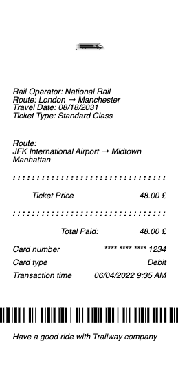Train Ticket Receipt