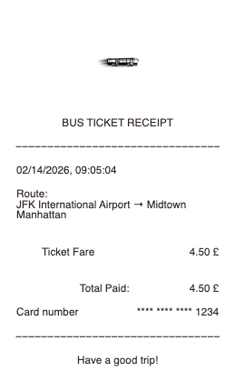 Bus Ticket Receipt