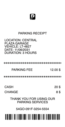 Parking Receipt