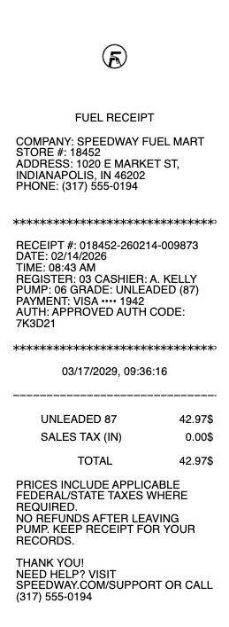Fuel Receipt