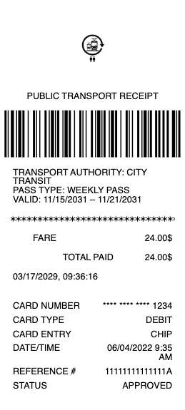 Public Transport Receipt