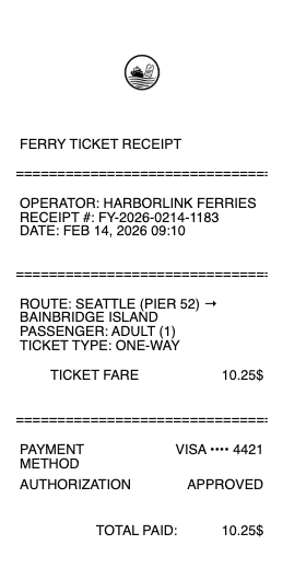 Ferry Ticket Receipt